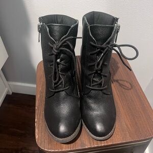Mas Artisan Black Leather Combat Boots
